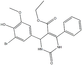 ethyl 4-(3-bromo-4-hydroxy-5-methoxyphenyl)-2-oxo-6-phenyl-1,2,3,4-tetrahydro-5-pyrimidinecarboxylate Struktur