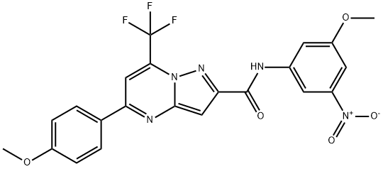 N-{3-nitro-5-methoxyphenyl}-5-(4-methoxyphenyl)-7-(trifluoromethyl)pyrazolo[1,5-a]pyrimidine-2-carboxamide Struktur