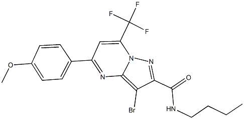 3-bromo-N-butyl-5-(4-methoxyphenyl)-7-(trifluoromethyl)pyrazolo[1,5-a]pyrimidine-2-carboxamide Struktur