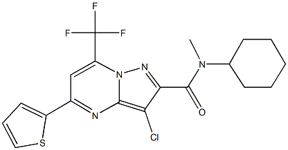 3-chloro-N-cyclohexyl-N-methyl-5-(2-thienyl)-7-(trifluoromethyl)pyrazolo[1,5-a]pyrimidine-2-carboxamide Struktur