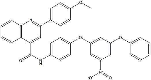 N-(4-{3-nitro-5-phenoxyphenoxy}phenyl)-2-(4-methoxyphenyl)quinoline-4-carboxamide Struktur