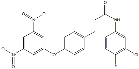 3-(4-{3,5-bisnitrophenoxy}phenyl)-N-(3-chloro-4-fluorophenyl)propanamide Struktur