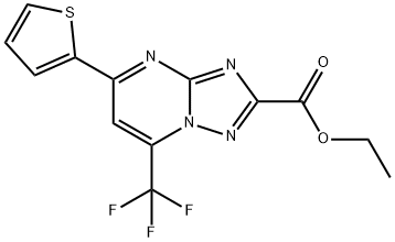 ethyl 5-(2-thienyl)-7-(trifluoromethyl)[1,2,4]triazolo[1,5-a]pyrimidine-2-carboxylate Struktur