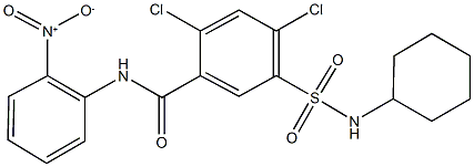 2,4-dichloro-5-[(cyclohexylamino)sulfonyl]-N-{2-nitrophenyl}benzamide Struktur