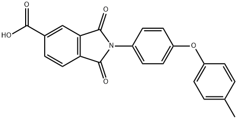 2-[4-(4-methylphenoxy)phenyl]-1,3-dioxo-5-isoindolinecarboxylic acid Struktur