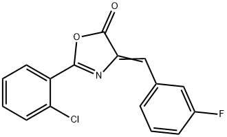 2-(2-chlorophenyl)-4-(3-fluorobenzylidene)-1,3-oxazol-5(4H)-one Struktur