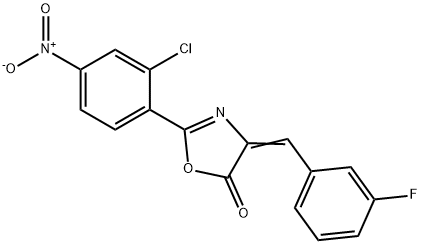 2-{2-chloro-4-nitrophenyl}-4-(3-fluorobenzylidene)-1,3-oxazol-5(4H)-one Struktur