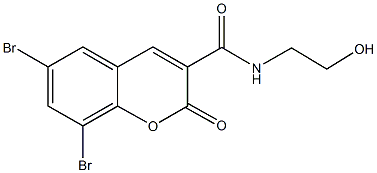 6,8-dibromo-N-(2-hydroxyethyl)-2-oxo-2H-chromene-3-carboxamide Struktur