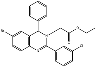 ethyl (6-bromo-2-(3-chlorophenyl)-4-phenyl-3(4H)-quinazolinyl)acetate Struktur