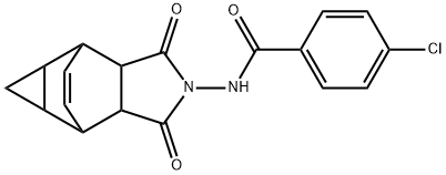 4-chloro-N-(3,5-dioxo-4-azatetracyclo[5.3.2.0~2,6~.0~8,10~]dodec-11-en-4-yl)benzamide Struktur