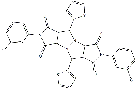 2,7-bis(3-chlorophenyl)-5,10-di(2-thienyl)tetrahydropyrrolo[3,4-c]pyrrolo[3',4':4,5]pyrazolo[1,2-a]pyrazole-1,3,6,8(2H,3aH,5H,7H)-tetrone Struktur