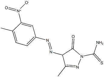 4-({3-nitro-4-methylphenyl}diazenyl)-3-methyl-5-oxo-4,5-dihydro-1H-pyrazole-1-carbothioamide Struktur