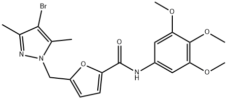 5-[(4-bromo-3,5-dimethyl-1H-pyrazol-1-yl)methyl]-N-(3,4,5-trimethoxyphenyl)-2-furamide Struktur