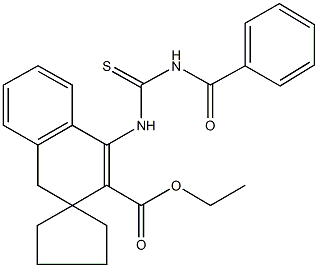 ethyl 1'-{[(benzoylamino)carbothioyl]amino}-3',4'-dihydrospiro(cyclopentane-1,3'-naphthalene)-2'-carboxylate Struktur