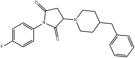 3-(4-benzyl-1-piperidinyl)-1-(4-fluorophenyl)-2,5-pyrrolidinedione Struktur