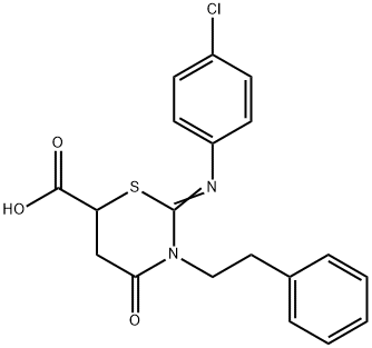 2-[(4-chlorophenyl)imino]-4-oxo-3-(2-phenylethyl)-1,3-thiazinane-6-carboxylic acid Struktur