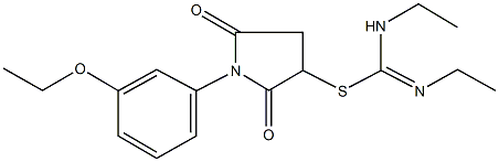 1-(3-ethoxyphenyl)-2,5-dioxo-3-pyrrolidinyl N,N'-diethylimidothiocarbamate Struktur