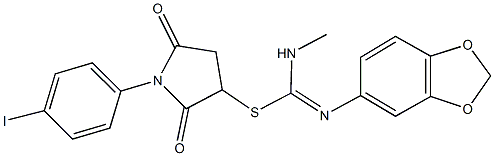 1-(4-iodophenyl)-2,5-dioxo-3-pyrrolidinyl N'-(1,3-benzodioxol-5-yl)-N-methylimidothiocarbamate Struktur