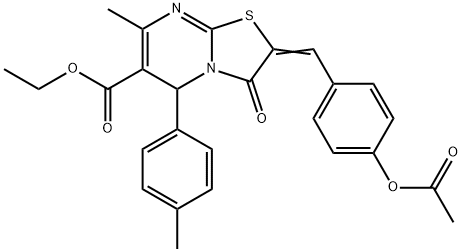 ethyl 2-[4-(acetyloxy)benzylidene]-7-methyl-5-(4-methylphenyl)-3-oxo-2,3-dihydro-5H-[1,3]thiazolo[3,2-a]pyrimidine-6-carboxylate Struktur