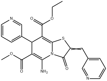 8-ethyl 6-methyl 5-amino-3-oxo-7-(3-pyridinyl)-2-(3-pyridinylmethylene)-2,3-dihydro-7H-[1,3]thiazolo[3,2-a]pyridine-6,8-dicarboxylate Struktur