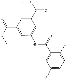 dimethyl 5-[(5-chloro-2-methoxybenzoyl)amino]isophthalate Struktur