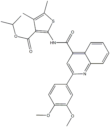 isopropyl 2-({[2-(3,4-dimethoxyphenyl)-4-quinolinyl]carbonyl}amino)-4,5-dimethyl-3-thiophenecarboxylate Struktur