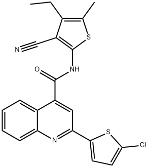 2-(5-chloro-2-thienyl)-N-(3-cyano-4-ethyl-5-methyl-2-thienyl)-4-quinolinecarboxamide Struktur