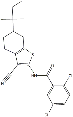 2,5-dichloro-N-[3-cyano-6-(tert-pentyl)-4,5,6,7-tetrahydro-1-benzothiophen-2-yl]benzamide Struktur