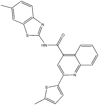 N-(6-methyl-1,3-benzothiazol-2-yl)-2-(5-methyl-2-thienyl)-4-quinolinecarboxamide Struktur