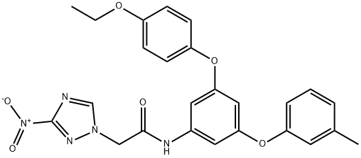 N-[3-(4-ethoxyphenoxy)-5-(3-methylphenoxy)phenyl]-2-{3-nitro-1H-1,2,4-triazol-1-yl}acetamide Struktur