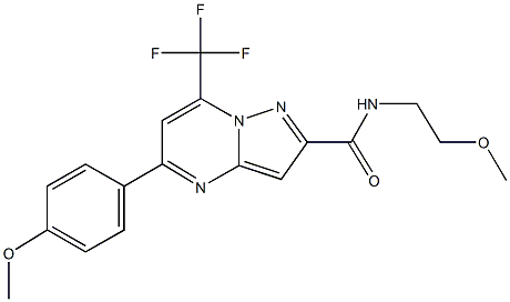 N-(2-methoxyethyl)-5-(4-methoxyphenyl)-7-(trifluoromethyl)pyrazolo[1,5-a]pyrimidine-2-carboxamide Struktur