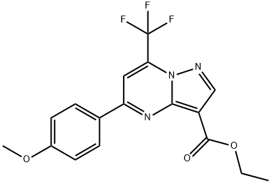 ethyl 5-(4-methoxyphenyl)-7-(trifluoromethyl)pyrazolo[1,5-a]pyrimidine-3-carboxylate Struktur