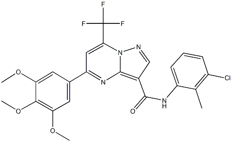 N-(3-chloro-2-methylphenyl)-7-(trifluoromethyl)-5-(3,4,5-trimethoxyphenyl)pyrazolo[1,5-a]pyrimidine-3-carboxamide Struktur