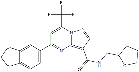 5-(1,3-benzodioxol-5-yl)-N-(tetrahydro-2-furanylmethyl)-7-(trifluoromethyl)pyrazolo[1,5-a]pyrimidine-3-carboxamide Struktur