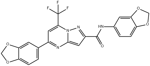 N,5-di(1,3-benzodioxol-5-yl)-7-(trifluoromethyl)pyrazolo[1,5-a]pyrimidine-2-carboxamide Struktur