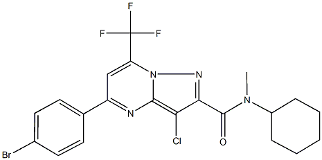 5-(4-bromophenyl)-3-chloro-N-cyclohexyl-N-methyl-7-(trifluoromethyl)pyrazolo[1,5-a]pyrimidine-2-carboxamide Struktur