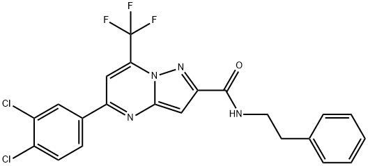 5-(3,4-dichlorophenyl)-N-(2-phenylethyl)-7-(trifluoromethyl)pyrazolo[1,5-a]pyrimidine-2-carboxamide Struktur