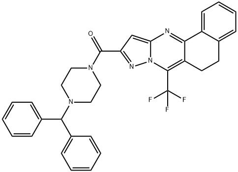 10-[(4-benzhydryl-1-piperazinyl)carbonyl]-7-(trifluoromethyl)-5,6-dihydrobenzo[h]pyrazolo[5,1-b]quinazoline Struktur