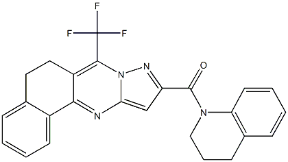 10-(3,4-dihydro-1(2H)-quinolinylcarbonyl)-7-(trifluoromethyl)-5,6-dihydrobenzo[h]pyrazolo[5,1-b]quinazoline Struktur