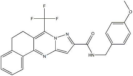 N-(4-methoxybenzyl)-7-(trifluoromethyl)-5,6-dihydrobenzo[h]pyrazolo[5,1-b]quinazoline-10-carboxamide Struktur