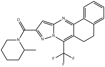 10-[(2-methyl-1-piperidinyl)carbonyl]-7-(trifluoromethyl)-5,6-dihydrobenzo[h]pyrazolo[5,1-b]quinazoline Struktur