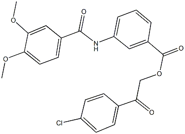 2-(4-chlorophenyl)-2-oxoethyl 3-[(3,4-dimethoxybenzoyl)amino]benzoate Struktur