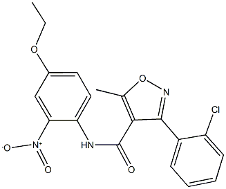 3-(2-chlorophenyl)-N-{4-ethoxy-2-nitrophenyl}-5-methyl-4-isoxazolecarboxamide Struktur