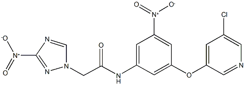 N-{3-[(5-chloropyridin-3-yl)oxy]-5-nitrophenyl}-2-{3-nitro-1H-1,2,4-triazol-1-yl}acetamide Struktur