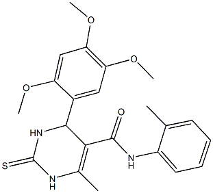 6-methyl-N-(2-methylphenyl)-2-thioxo-4-(2,4,5-trimethoxyphenyl)-1,2,3,4-tetrahydro-5-pyrimidinecarboxamide Struktur