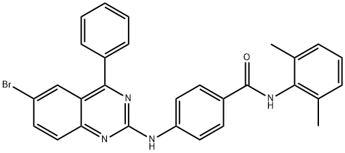 4-[(6-bromo-4-phenyl-2-quinazolinyl)amino]-N-(2,6-dimethylphenyl)benzamide Struktur