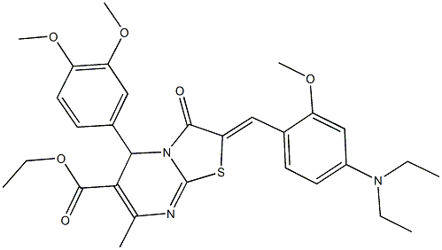 ethyl 2-[4-(diethylamino)-2-methoxybenzylidene]-5-(3,4-dimethoxyphenyl)-7-methyl-3-oxo-2,3-dihydro-5H-[1,3]thiazolo[3,2-a]pyrimidine-6-carboxylate Struktur