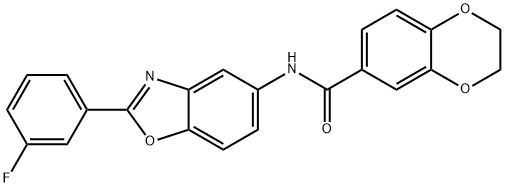 N-[2-(3-fluorophenyl)-1,3-benzoxazol-5-yl]-2,3-dihydro-1,4-benzodioxine-6-carboxamide Struktur