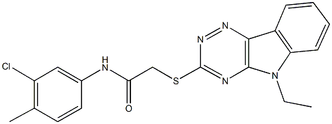 N-(3-chloro-4-methylphenyl)-2-[(5-ethyl-5H-[1,2,4]triazino[5,6-b]indol-3-yl)sulfanyl]acetamide Struktur