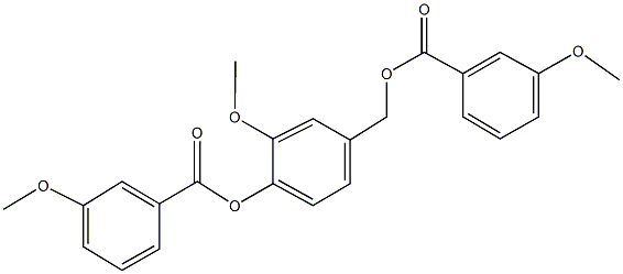 2-methoxy-4-{[(3-methoxybenzoyl)oxy]methyl}phenyl 3-methoxybenzoate Struktur